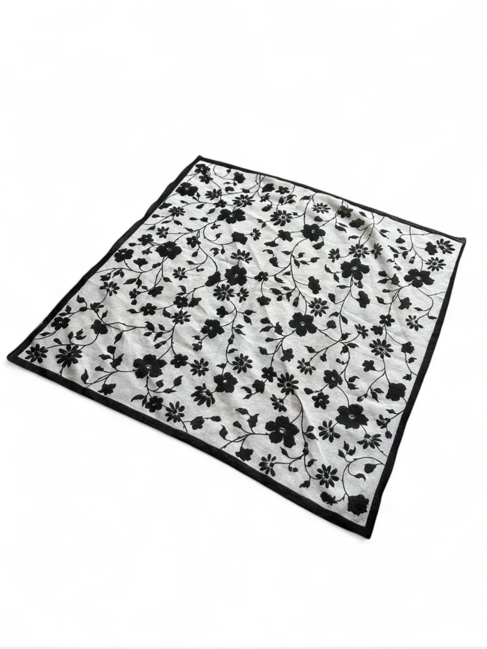 Black White Sheer Floral Bandana Scarf Goth Whimsigoth Boho Grunge Coquette Hair